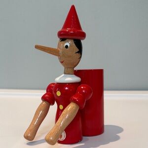 Wooden Pinocchio Pencil Holder
